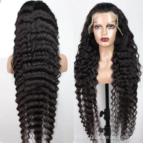 Wholesale 40 inch human hair full lace front wig, 360 lace wigs vendors ,  pre plucked deep wave 13x4 lace front human hair wigs